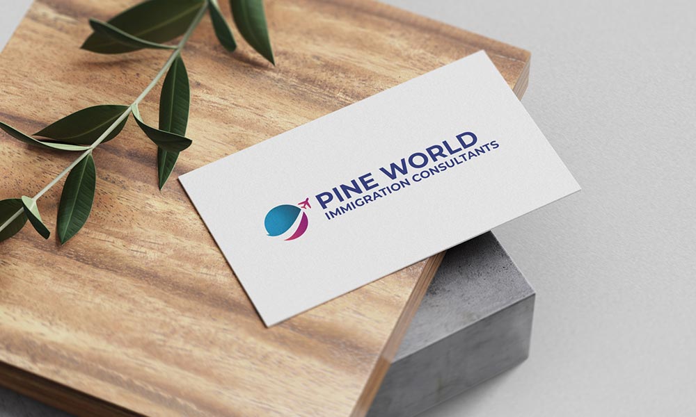 pine world immigration consultants logo design